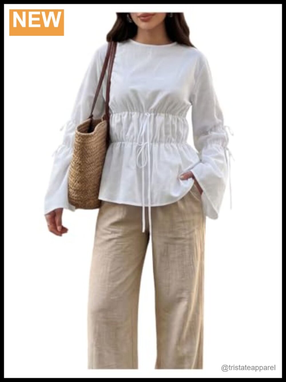 Elegant Tiered Tie Front Blouse Long Sleeve Peplum Top